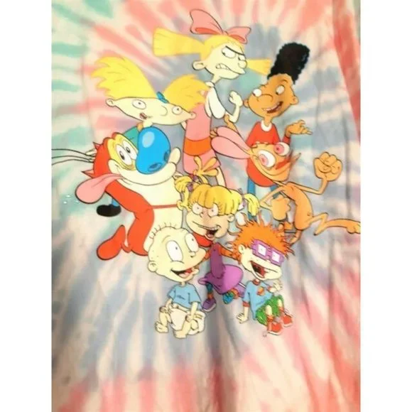 Nickelodeon Hey Arnold Rugrats Tie Dye 80s 90s Cartoon T-shirt XL Mens  Colorful